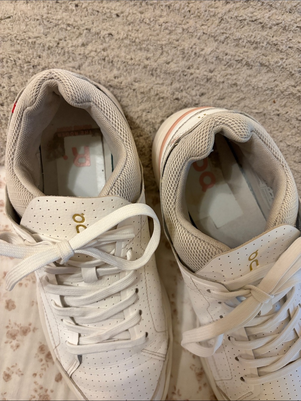 On Running Women's White Sneakers with Blush Heel Accent - Picture 7 of 16